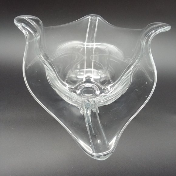 Vintage Duncan & Miller Venetian Clear Glass Bowl Dish Wavy Elegant Candy MCM - Picture 4 of 6